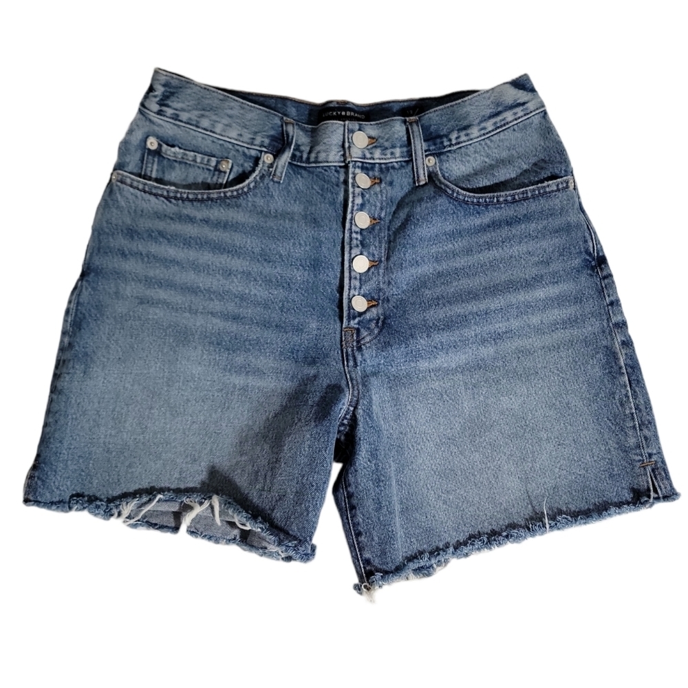 Lucky Brand Traveler Exposed Button High Rise Jean Shorts Size 12/31